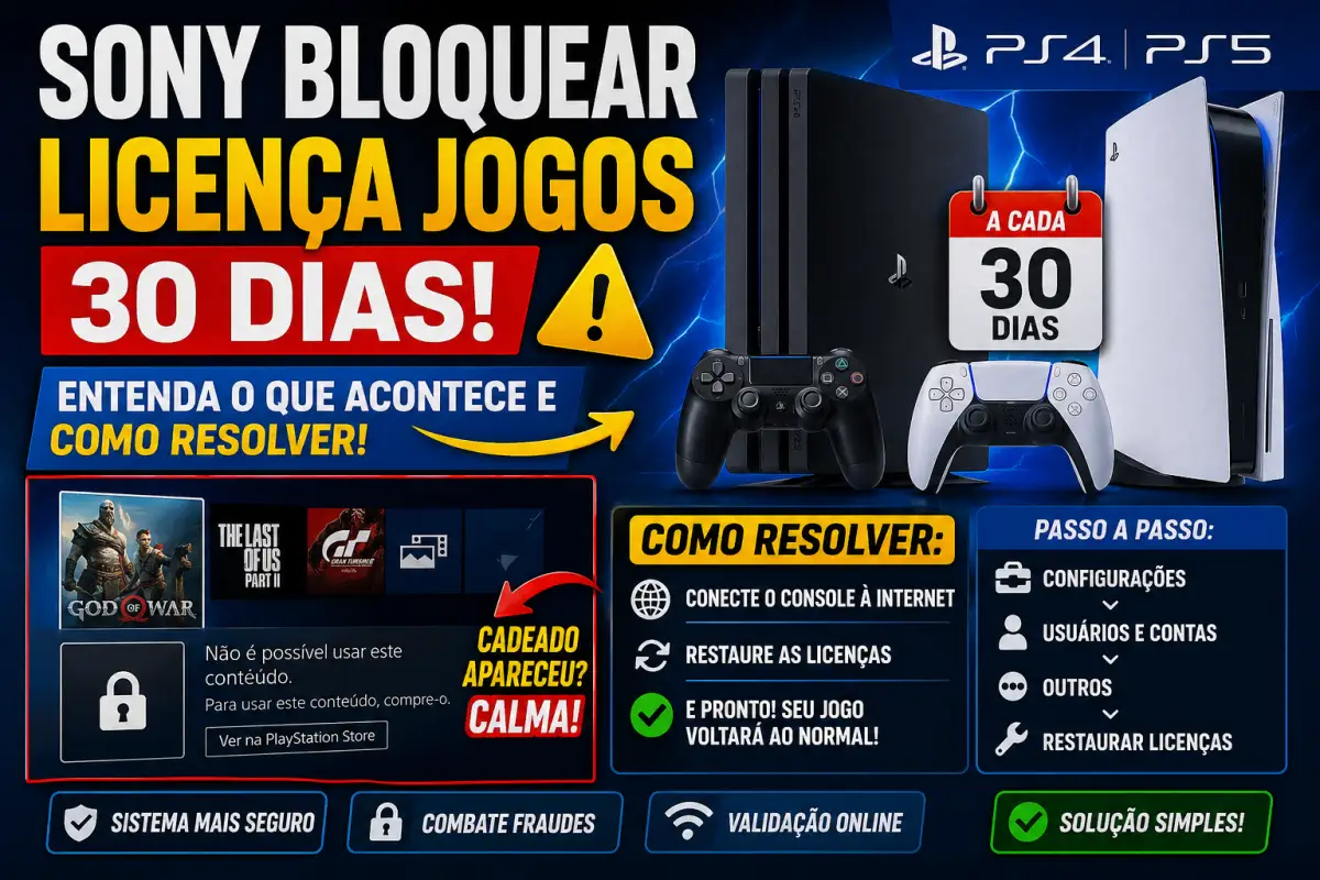 SONY BLOQUEAR LICENÇA JOGOS 30 DIAS 😳 O QUE ACONTECE COM SEUS JOGOS DIGITAIS?